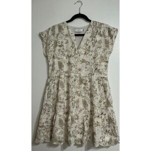 Greylin Floral Tiered Eyelet Mini Dress Women SZ XS V-Neck Fairycore Cottagecore
